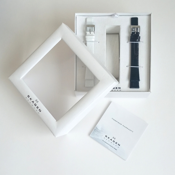 Set of Skagen Watch Wrist Bands / Watch Straps Black & White Set of 2 (Denmark) - Picture 14 of 16